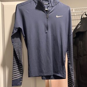 Nike Navy Quarter-Zip Top with Striped Sleeves